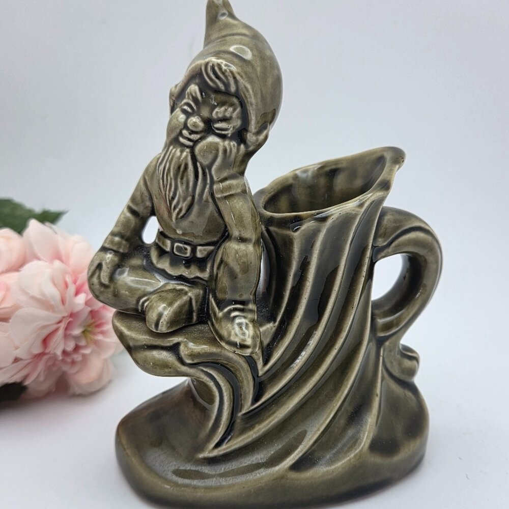 Vintage 1960s Knock Pottery Leprechaun Candle Holder MCM Made In Ireland